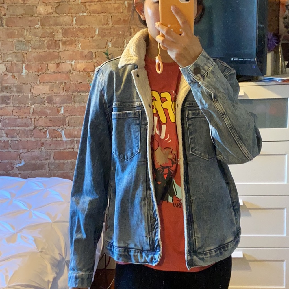 Shearling Denim Jacket - image 7